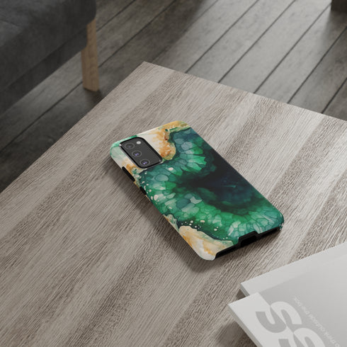 Green Geode in Watercolor - Impact Resistant Phone Case